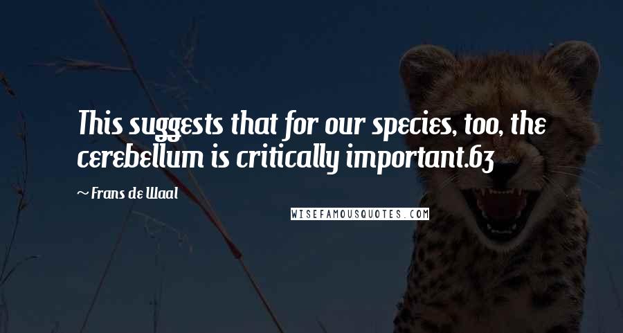 Frans De Waal Quotes: This suggests that for our species, too, the cerebellum is critically important.63