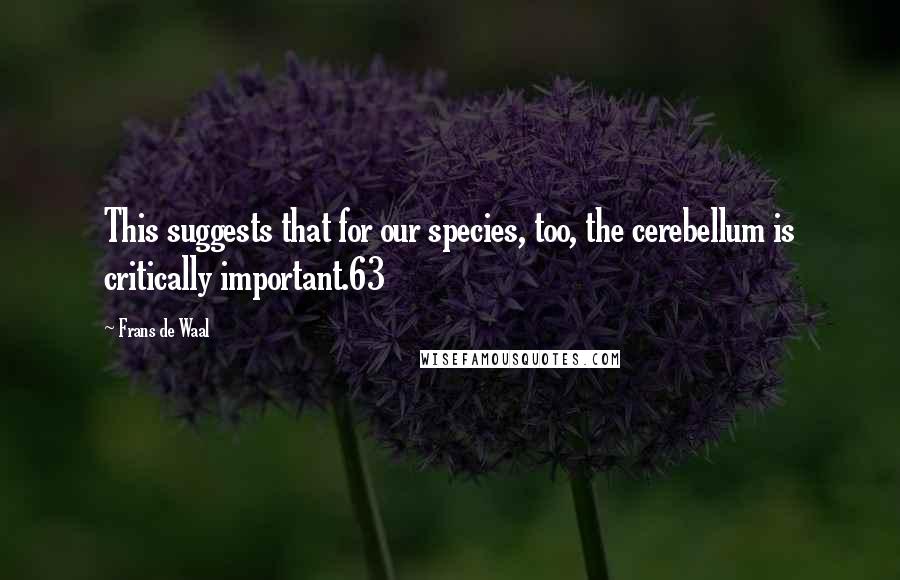 Frans De Waal Quotes: This suggests that for our species, too, the cerebellum is critically important.63