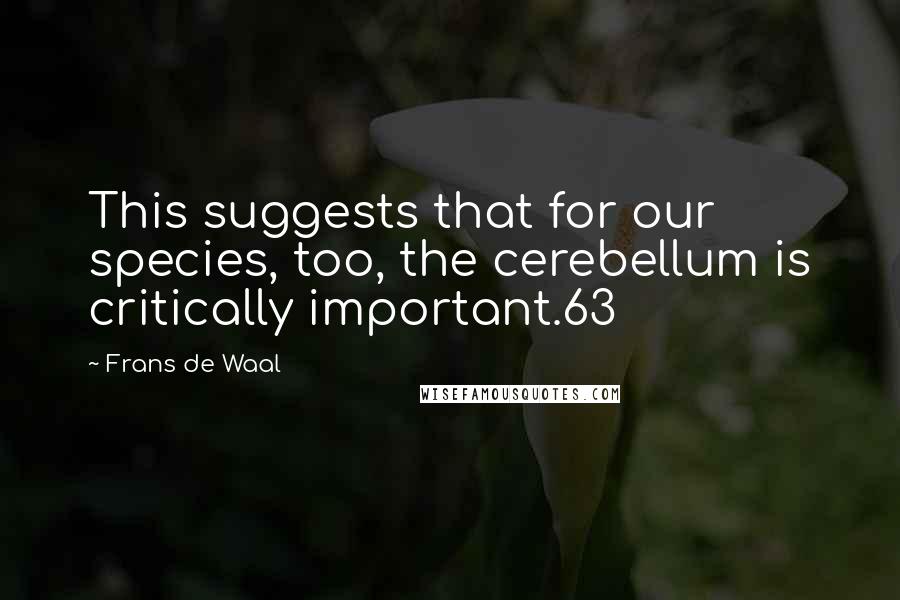 Frans De Waal Quotes: This suggests that for our species, too, the cerebellum is critically important.63