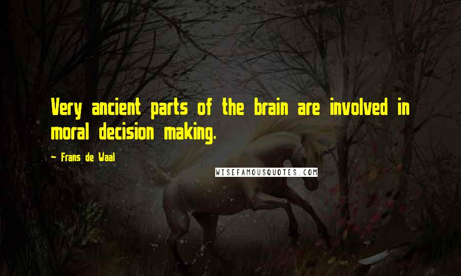 Frans De Waal Quotes: Very ancient parts of the brain are involved in moral decision making.