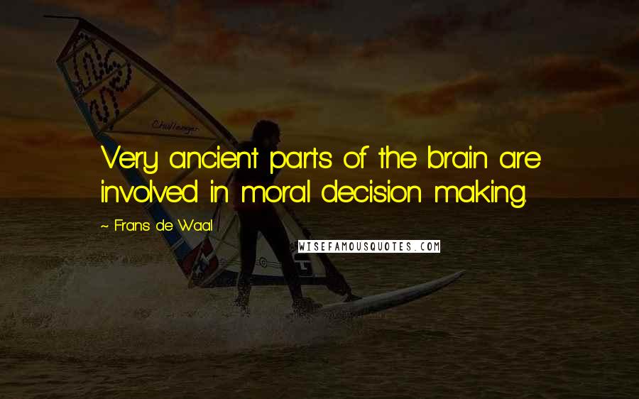 Frans De Waal Quotes: Very ancient parts of the brain are involved in moral decision making.