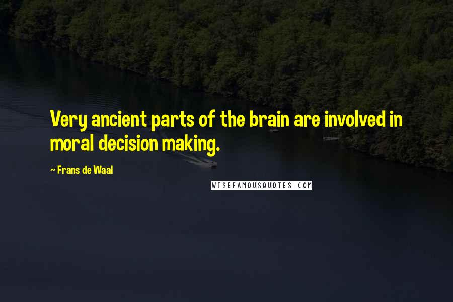 Frans De Waal Quotes: Very ancient parts of the brain are involved in moral decision making.