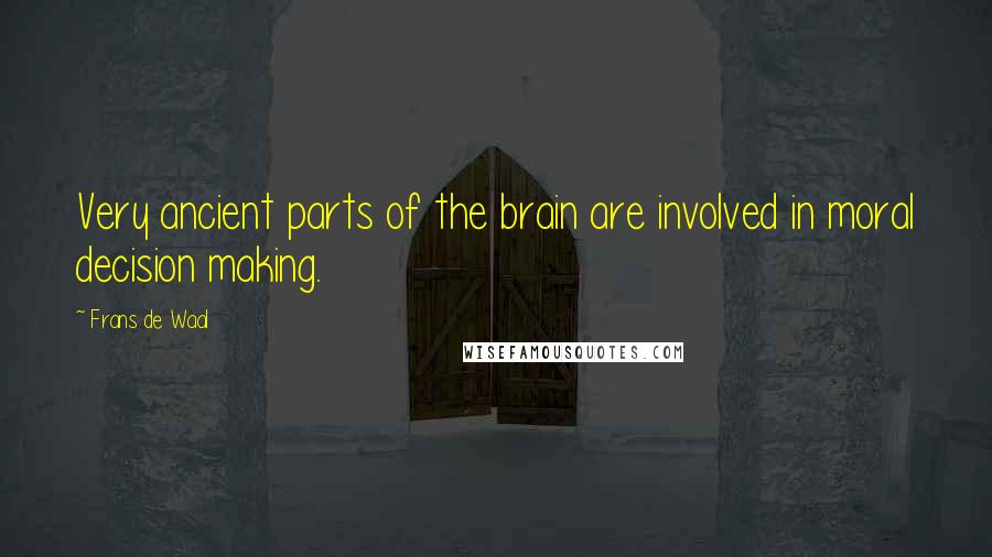 Frans De Waal Quotes: Very ancient parts of the brain are involved in moral decision making.
