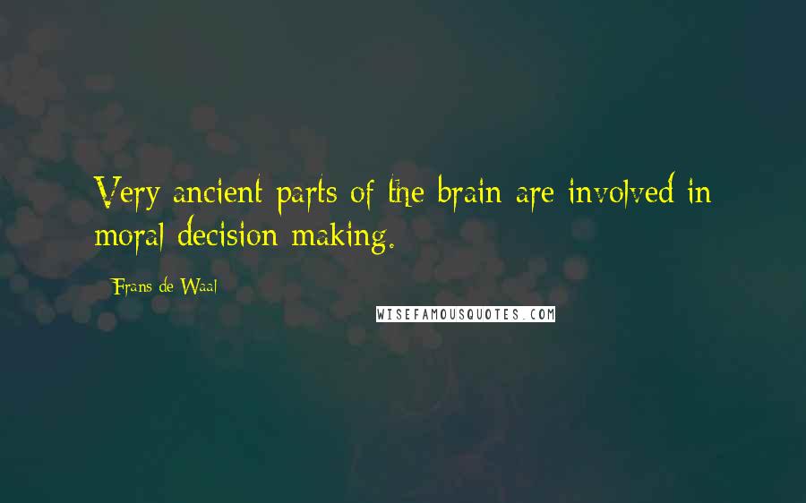 Frans De Waal Quotes: Very ancient parts of the brain are involved in moral decision making.