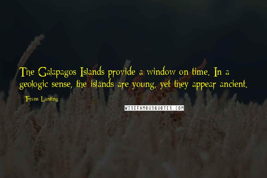 Frans Lanting Quotes: The Galapagos Islands provide a window on time. In a geologic sense, the islands are young, yet they appear ancient.
