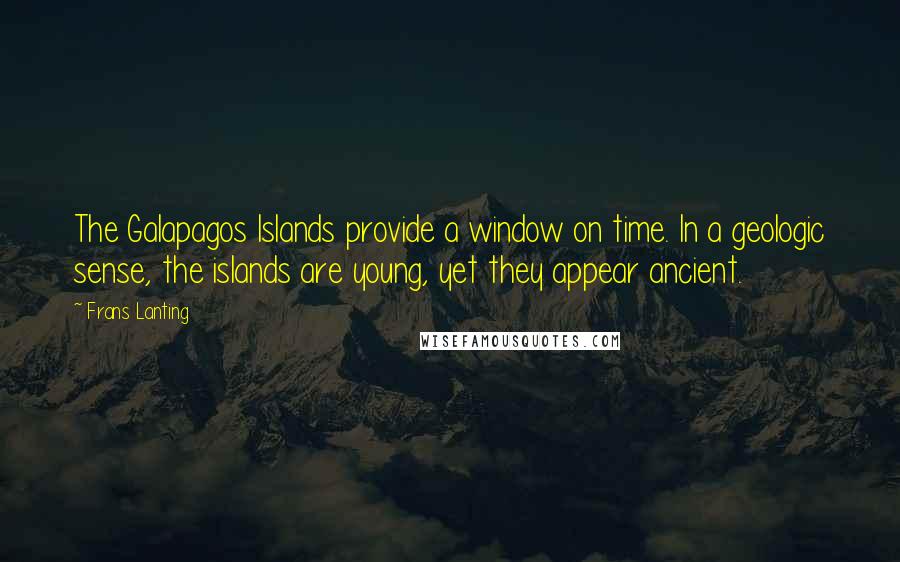 Frans Lanting Quotes: The Galapagos Islands provide a window on time. In a geologic sense, the islands are young, yet they appear ancient.