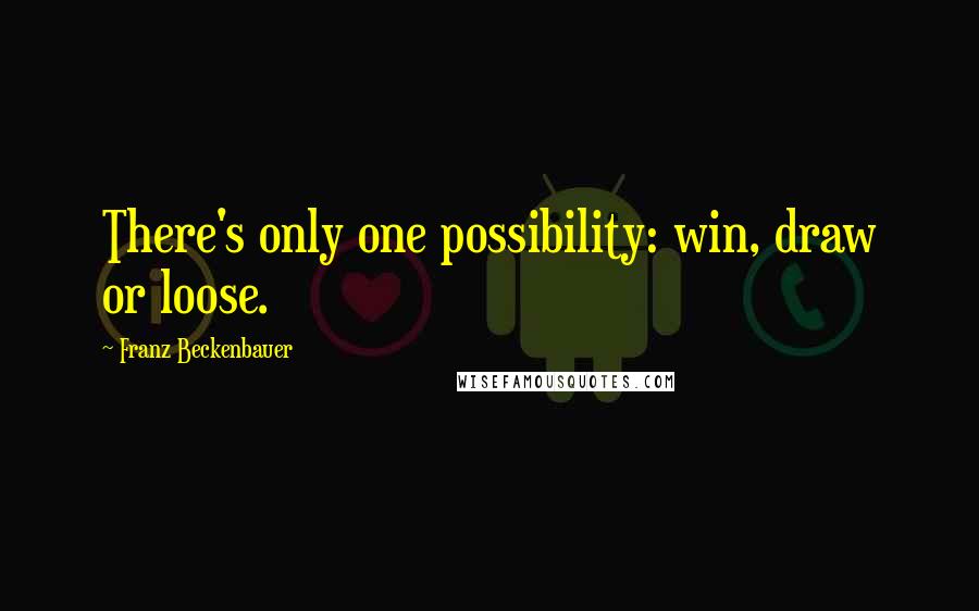 Franz Beckenbauer Quotes: There's only one possibility: win, draw or loose.