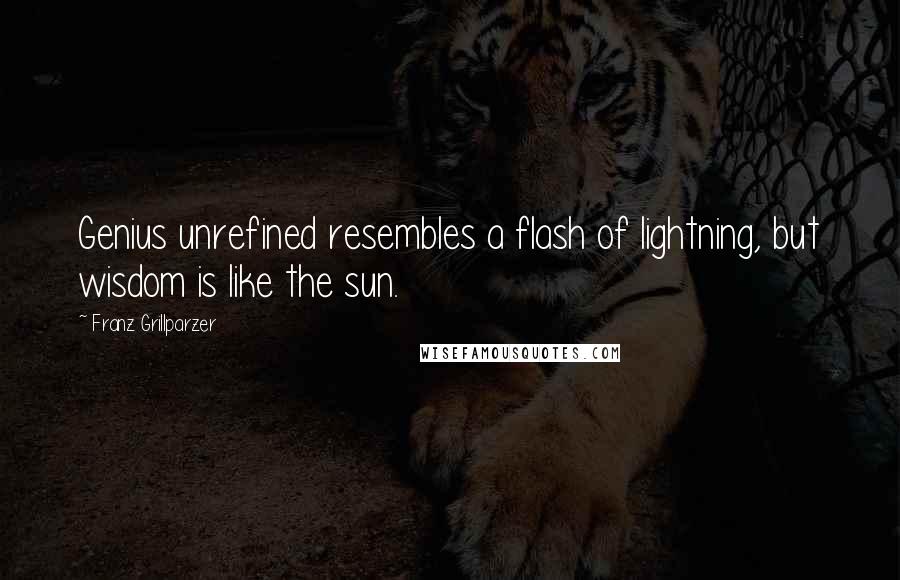 Franz Grillparzer Quotes: Genius unrefined resembles a flash of lightning, but wisdom is like the sun.