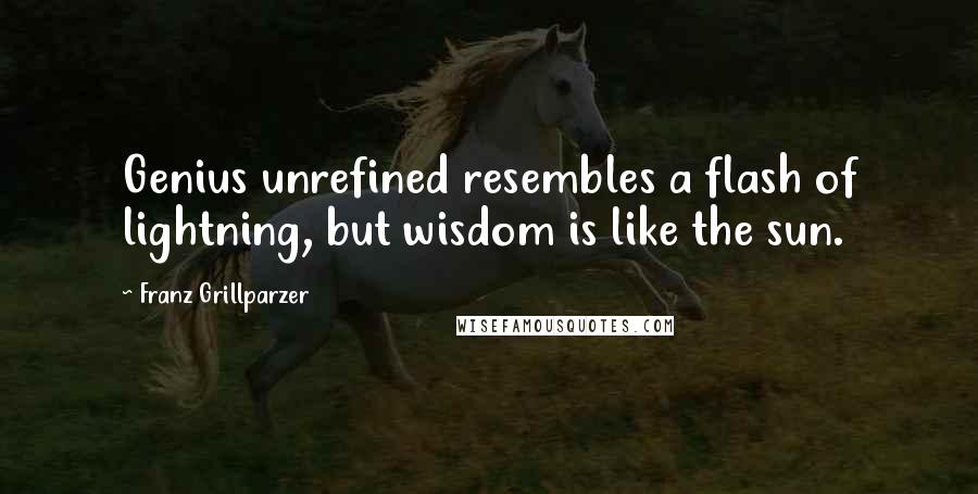 Franz Grillparzer Quotes: Genius unrefined resembles a flash of lightning, but wisdom is like the sun.