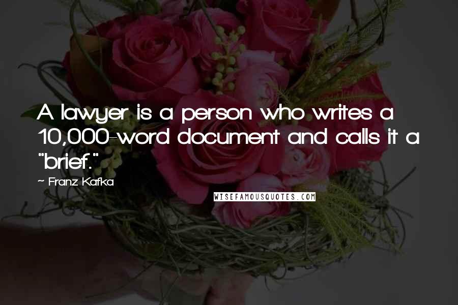 Franz Kafka Quotes: A lawyer is a person who writes a 10,000-word document and calls it a "brief."