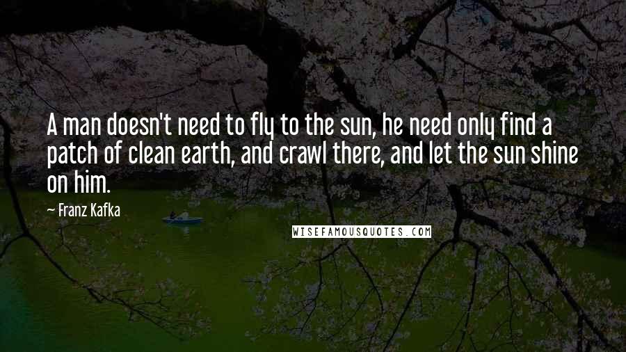 Franz Kafka Quotes: A man doesn't need to fly to the sun, he need only find a patch of clean earth, and crawl there, and let the sun shine on him.