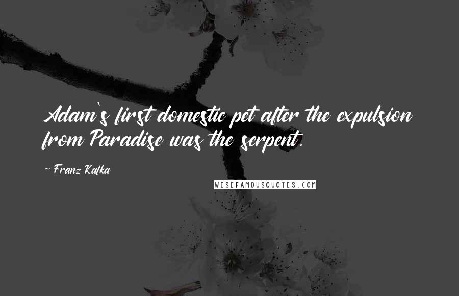 Franz Kafka Quotes: Adam's first domestic pet after the expulsion from Paradise was the serpent.