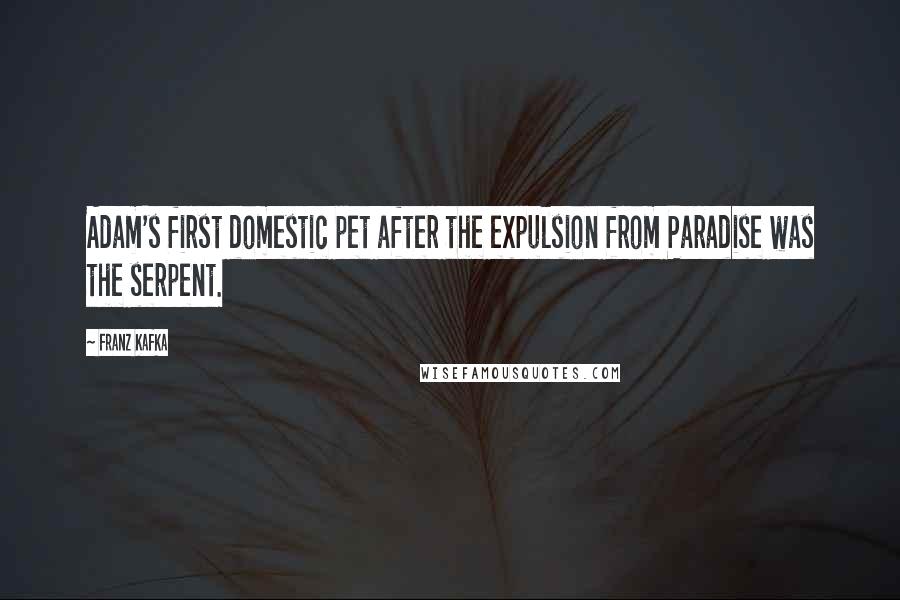 Franz Kafka Quotes: Adam's first domestic pet after the expulsion from Paradise was the serpent.