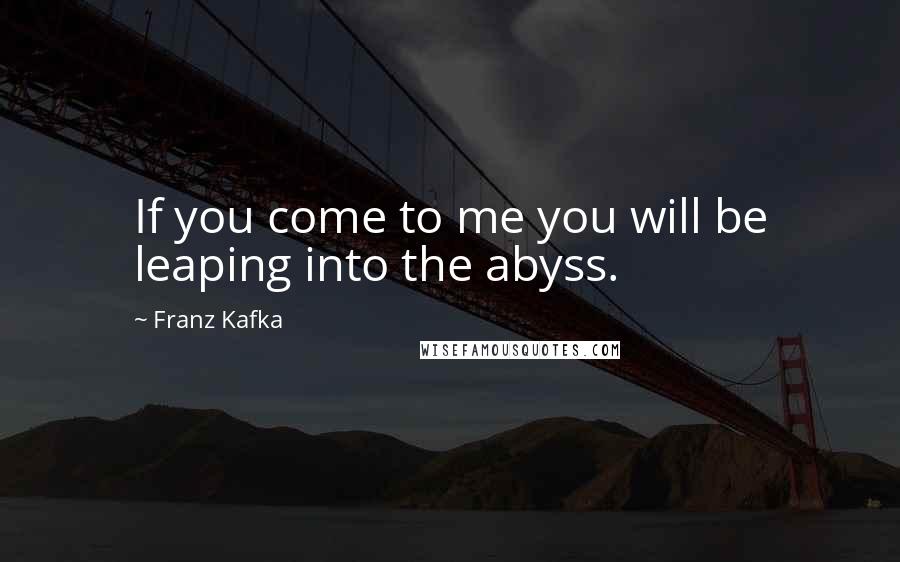 Franz Kafka Quotes: If you come to me you will be leaping into the abyss.