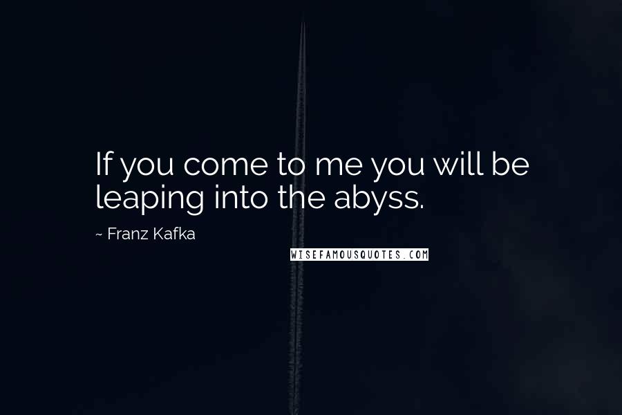 Franz Kafka Quotes: If you come to me you will be leaping into the abyss.