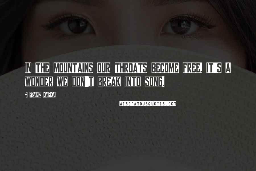 Franz Kafka Quotes: In the mountains our throats become free. It's a wonder we don't break into song.