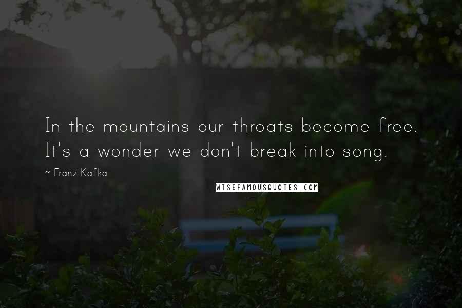 Franz Kafka Quotes: In the mountains our throats become free. It's a wonder we don't break into song.