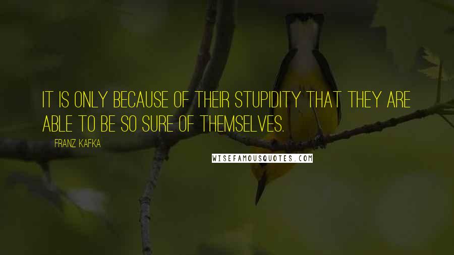 Franz Kafka Quotes: It is only because of their stupidity that they are able to be so sure of themselves.