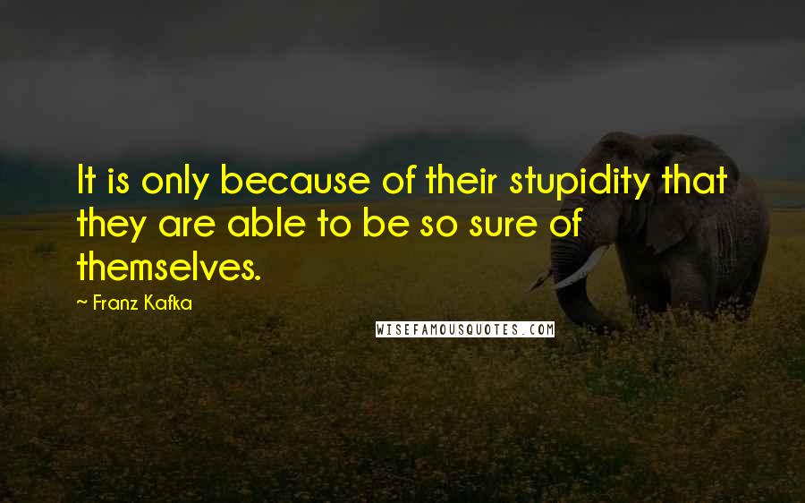 Franz Kafka Quotes: It is only because of their stupidity that they are able to be so sure of themselves.