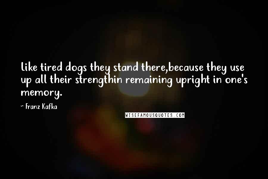 Franz Kafka Quotes: Like tired dogs they stand there,because they use up all their strengthin remaining upright in one's memory.
