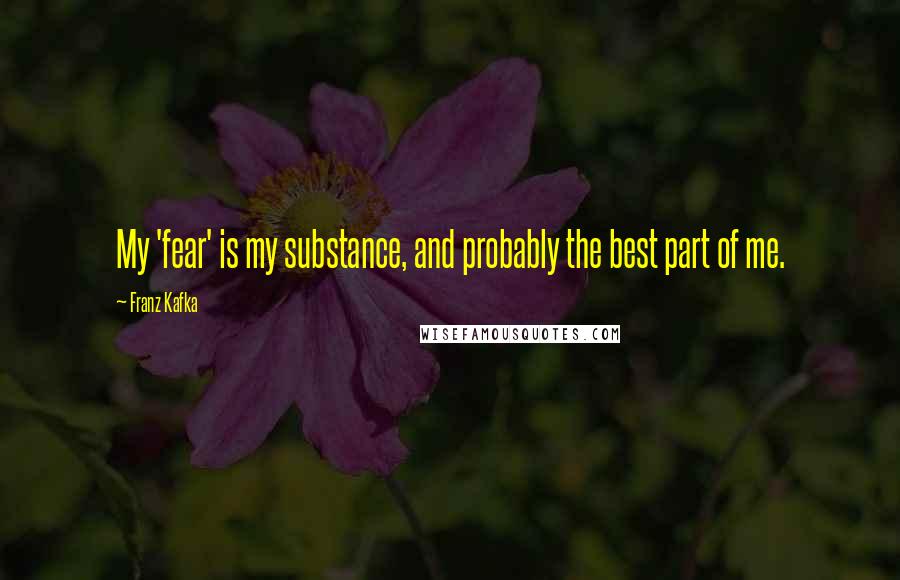 Franz Kafka Quotes: My 'fear' is my substance, and probably the best part of me.