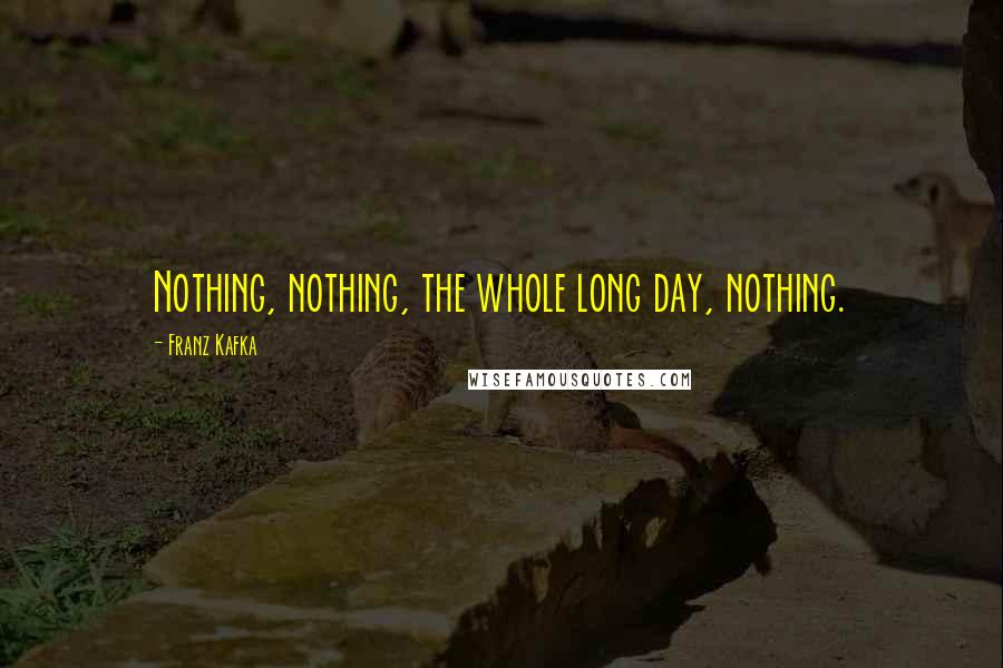 Franz Kafka Quotes: Nothing, nothing, the whole long day, nothing.