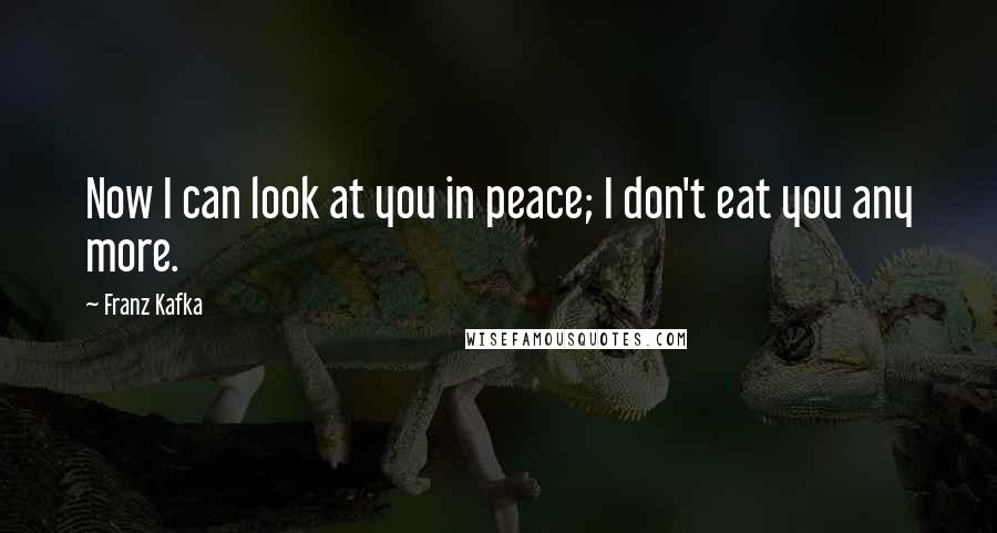 Franz Kafka Quotes: Now I can look at you in peace; I don't eat you any more.