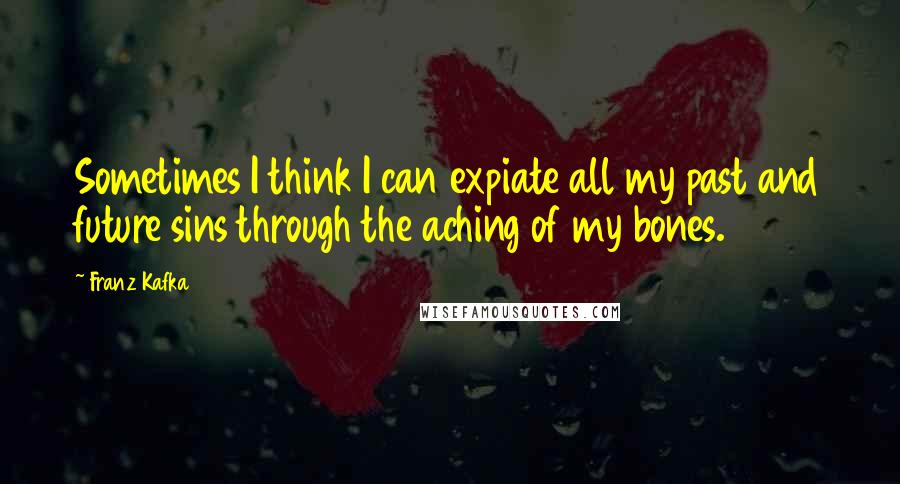 Franz Kafka Quotes: Sometimes I think I can expiate all my past and future sins through the aching of my bones.