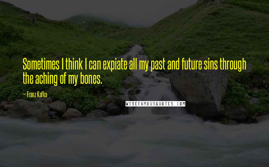 Franz Kafka Quotes: Sometimes I think I can expiate all my past and future sins through the aching of my bones.