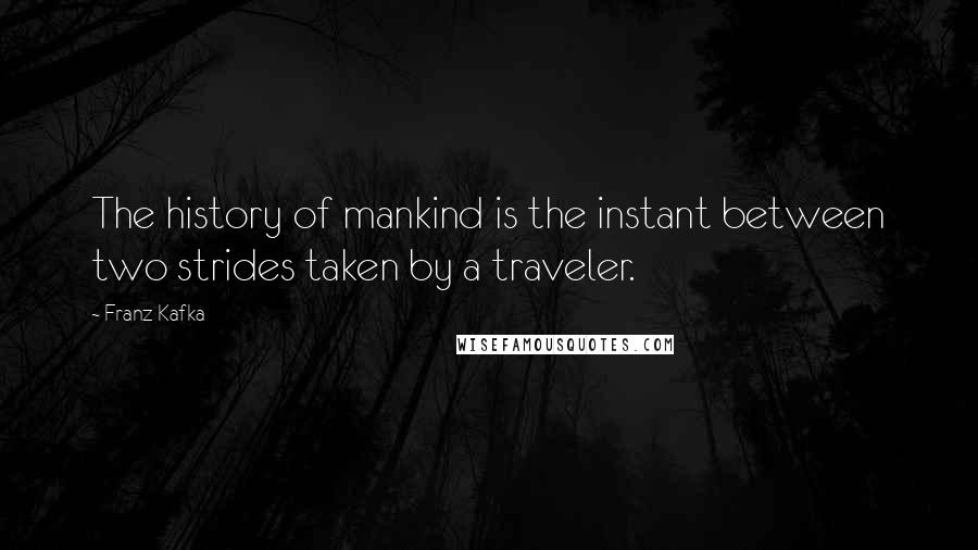 Franz Kafka Quotes: The history of mankind is the instant between two strides taken by a traveler.