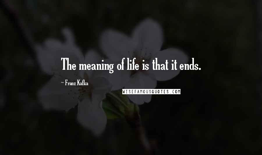 Franz Kafka Quotes: The meaning of life is that it ends.