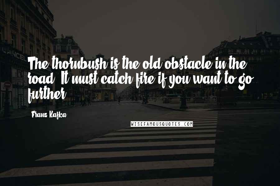 Franz Kafka Quotes: The thornbush is the old obstacle in the road. It must catch fire if you want to go further.