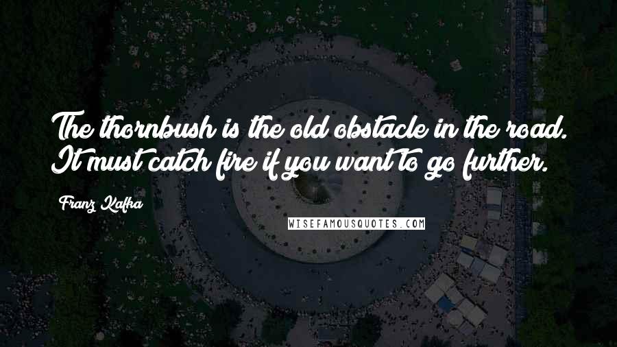 Franz Kafka Quotes: The thornbush is the old obstacle in the road. It must catch fire if you want to go further.