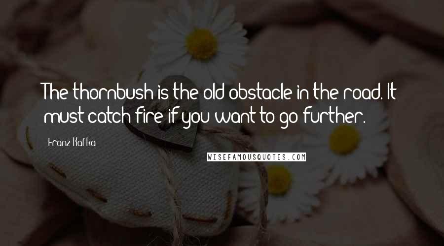 Franz Kafka Quotes: The thornbush is the old obstacle in the road. It must catch fire if you want to go further.