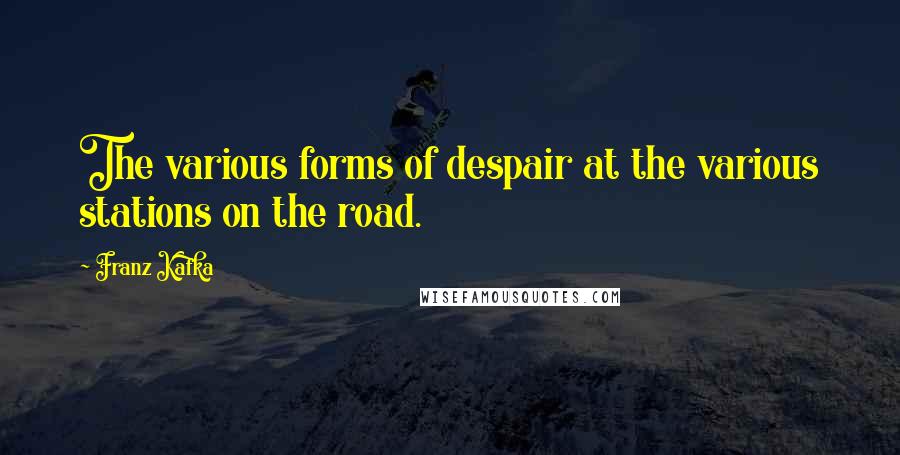 Franz Kafka Quotes: The various forms of despair at the various stations on the road.
