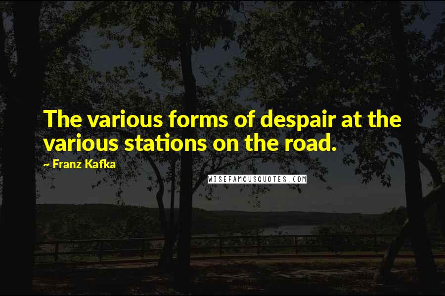 Franz Kafka Quotes: The various forms of despair at the various stations on the road.