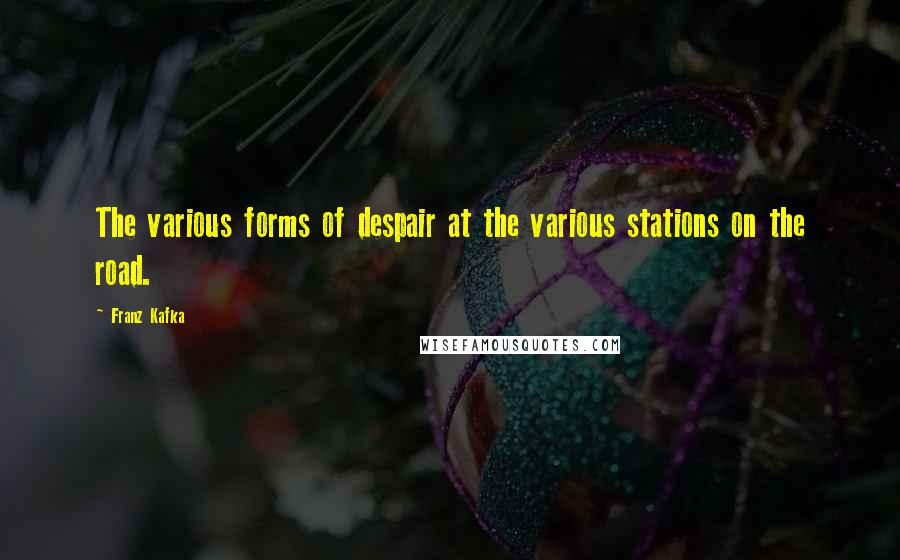 Franz Kafka Quotes: The various forms of despair at the various stations on the road.