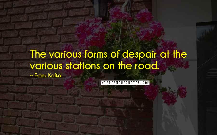 Franz Kafka Quotes: The various forms of despair at the various stations on the road.