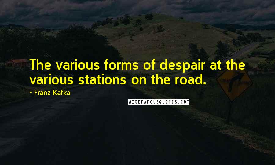 Franz Kafka Quotes: The various forms of despair at the various stations on the road.