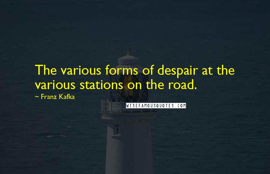 Franz Kafka Quotes: The various forms of despair at the various stations on the road.