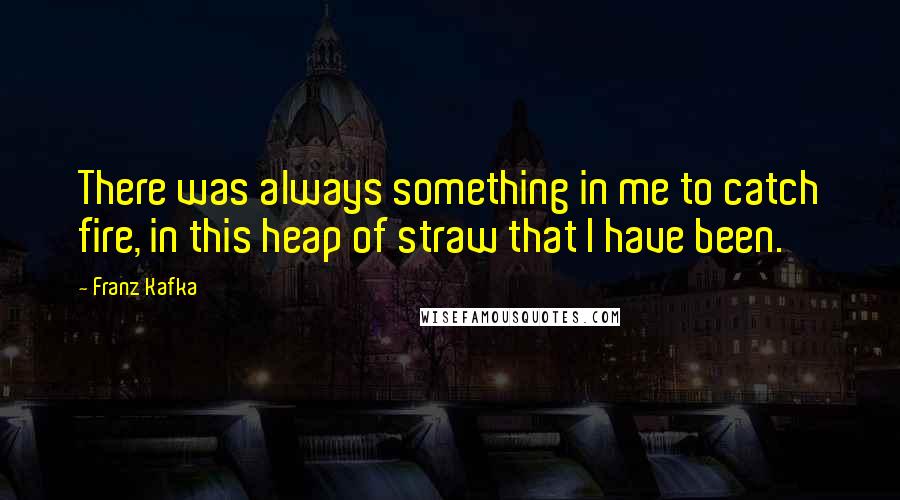 Franz Kafka Quotes: There was always something in me to catch fire, in this heap of straw that I have been.