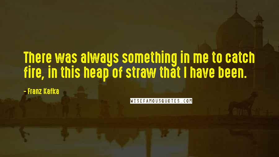 Franz Kafka Quotes: There was always something in me to catch fire, in this heap of straw that I have been.