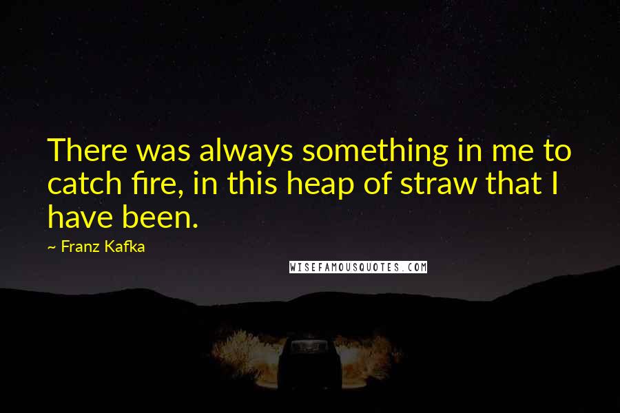 Franz Kafka Quotes: There was always something in me to catch fire, in this heap of straw that I have been.