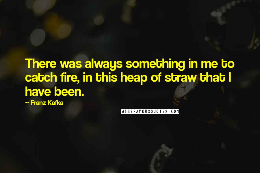 Franz Kafka Quotes: There was always something in me to catch fire, in this heap of straw that I have been.