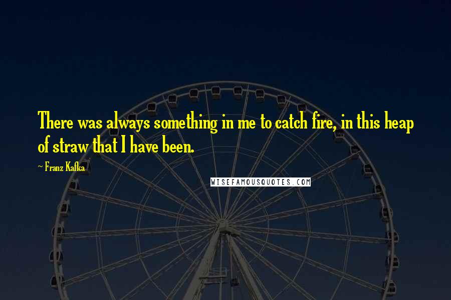 Franz Kafka Quotes: There was always something in me to catch fire, in this heap of straw that I have been.