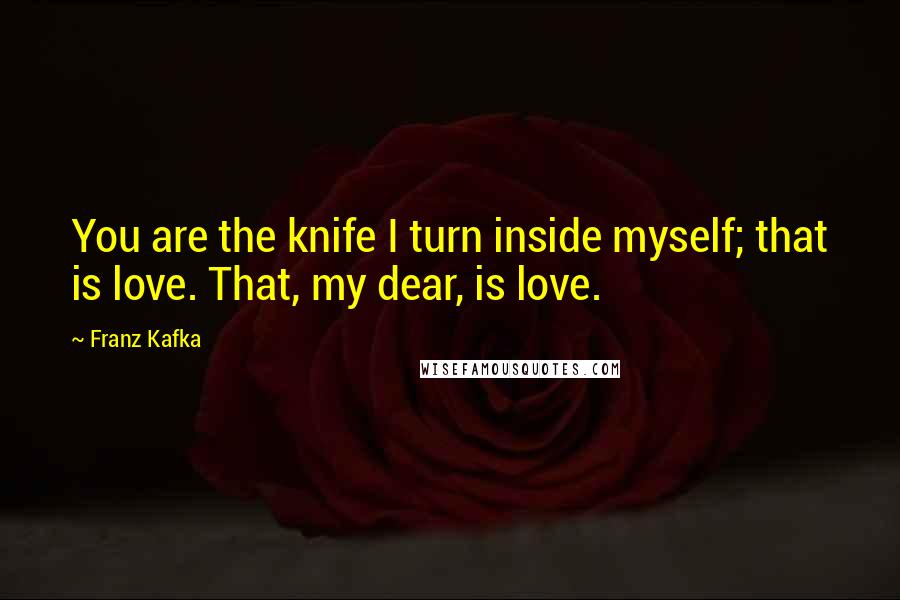 Franz Kafka Quotes: You are the knife I turn inside myself; that is love. That, my dear, is love.