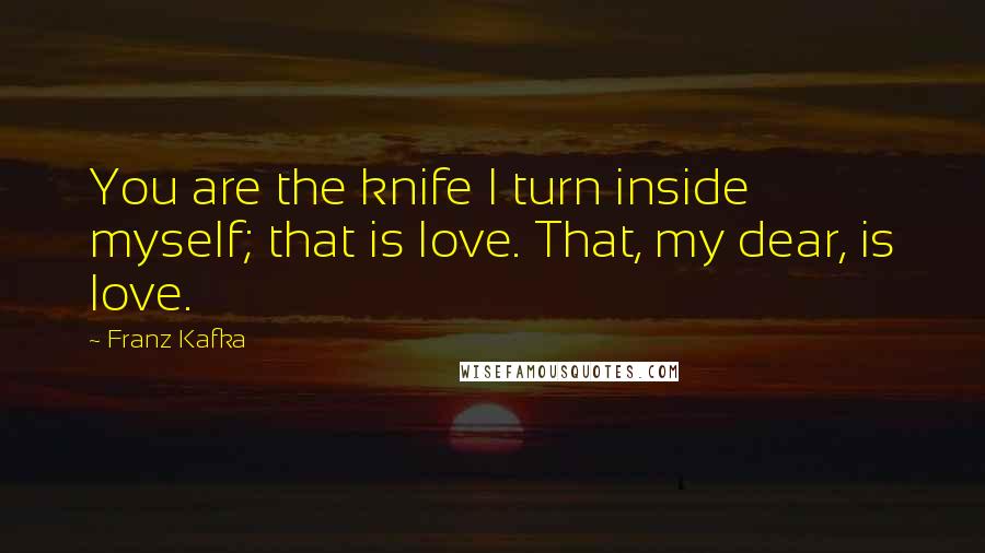 Franz Kafka Quotes: You are the knife I turn inside myself; that is love. That, my dear, is love.