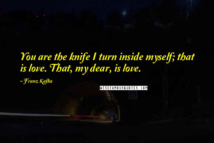 Franz Kafka Quotes: You are the knife I turn inside myself; that is love. That, my dear, is love.
