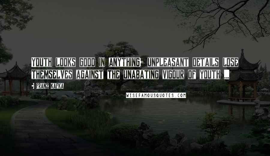 Franz Kafka Quotes: Youth looks good in anything; unpleasant details lose themselves against the unabating vigour of youth ...