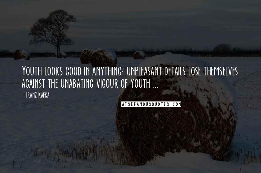 Franz Kafka Quotes: Youth looks good in anything; unpleasant details lose themselves against the unabating vigour of youth ...